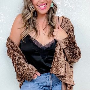 34. Connected Brown Crushed Velvet Jacket Medium